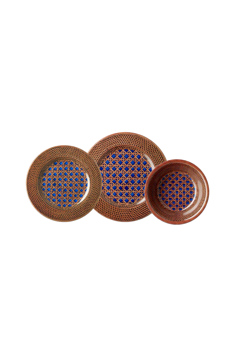 S/6 Patagonia Melamine Blue Dinnerware
