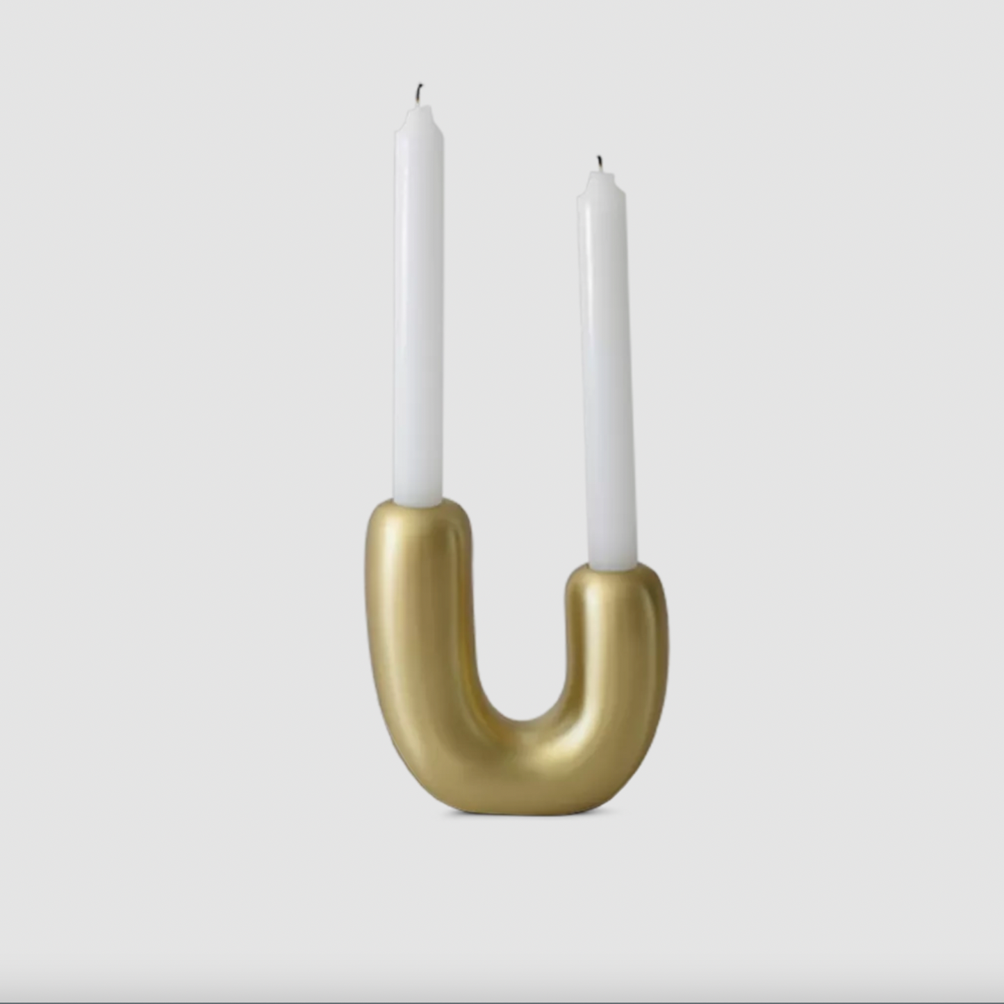 NOODLE Duo Candle Holder in Brushed Brass