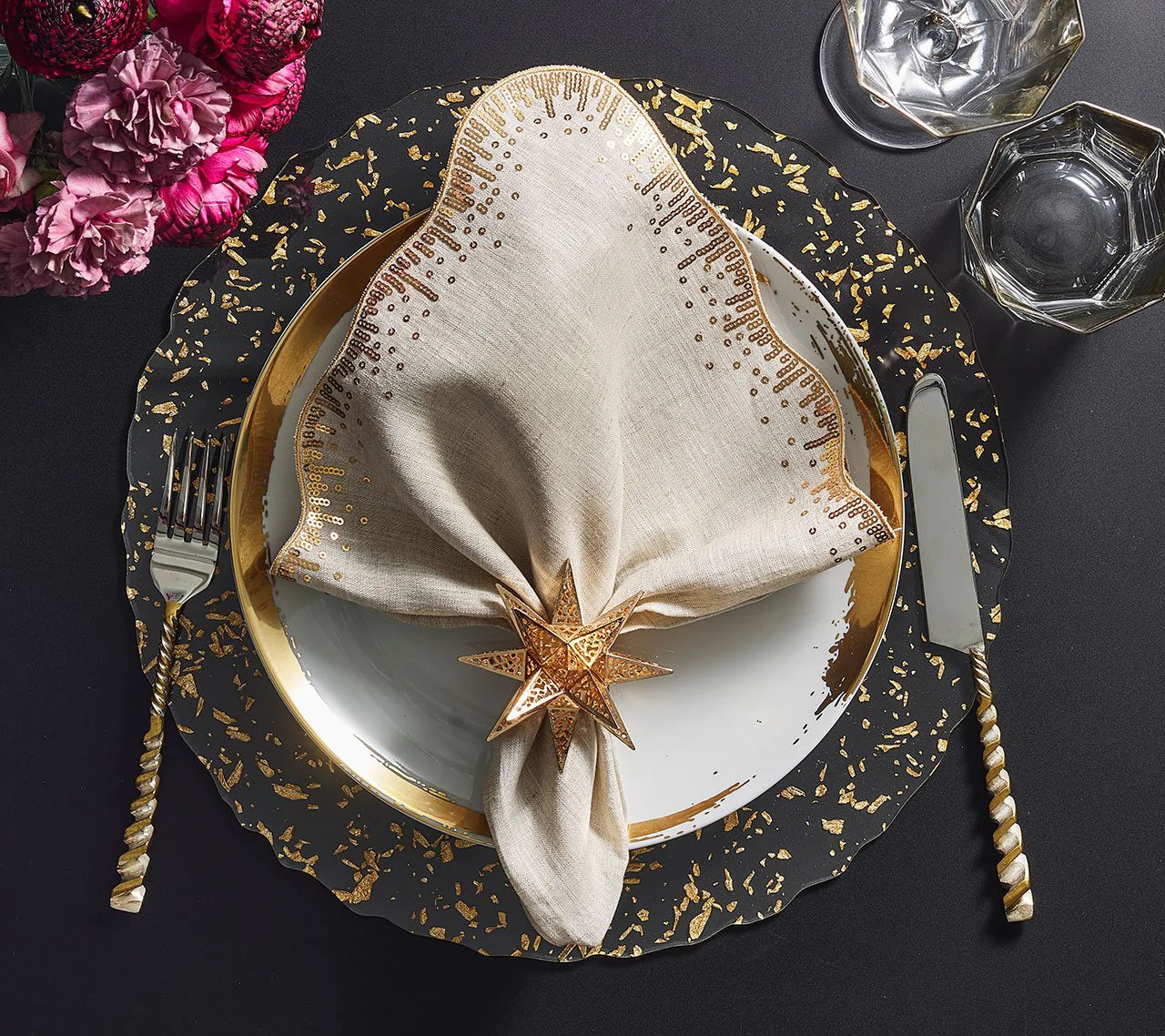 Stardust Placemat in Clear & Gold, Set of 4