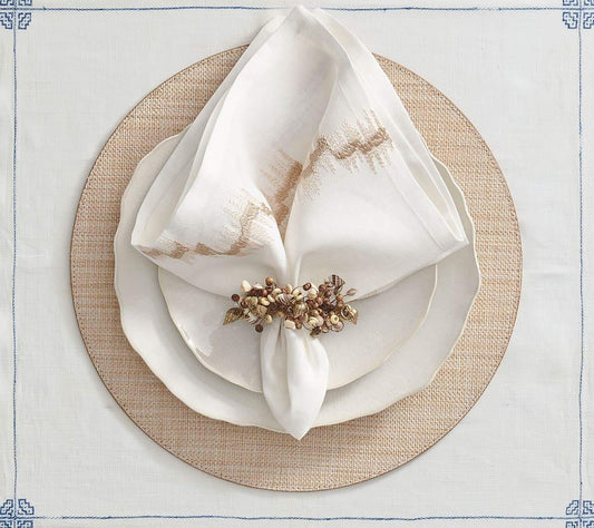 S/4 Brushstroke Napkin in White and Natural