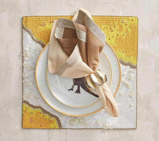 S/4 Desert Napkin Rings Gold/Silver