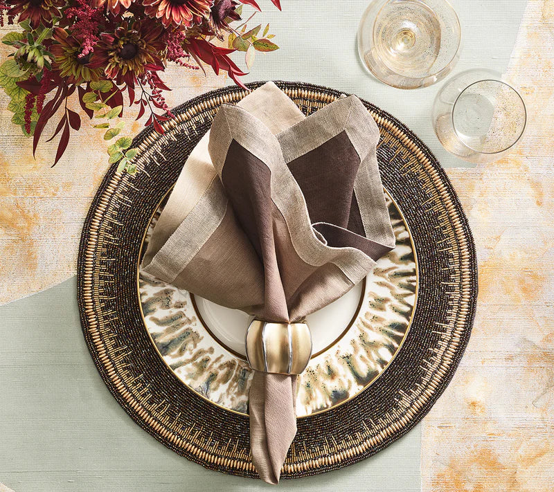 Enamor Placemat in Brown & Gold, Set of 4