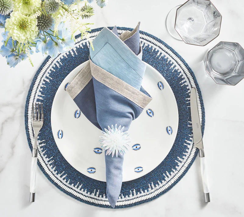 Enamor Placemat in Navy & White, Set of 4