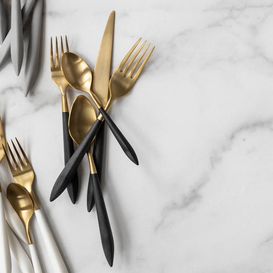 Ares Oro & Black Five-Piece Place Setting