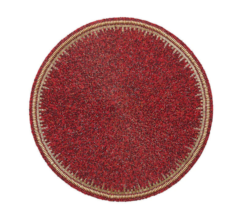 Enamor Placemat in Red & Gold, Set of 4