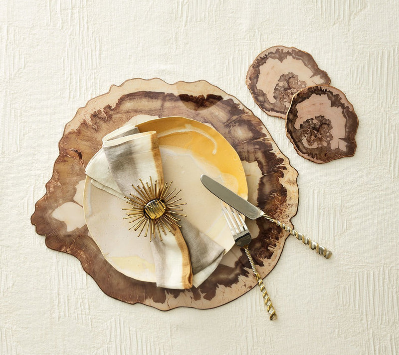 Petrified Wood Placemat in Natural & Brown, Set of 4
